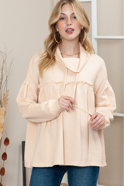 Beige Oversized Cowl Neck Pullover