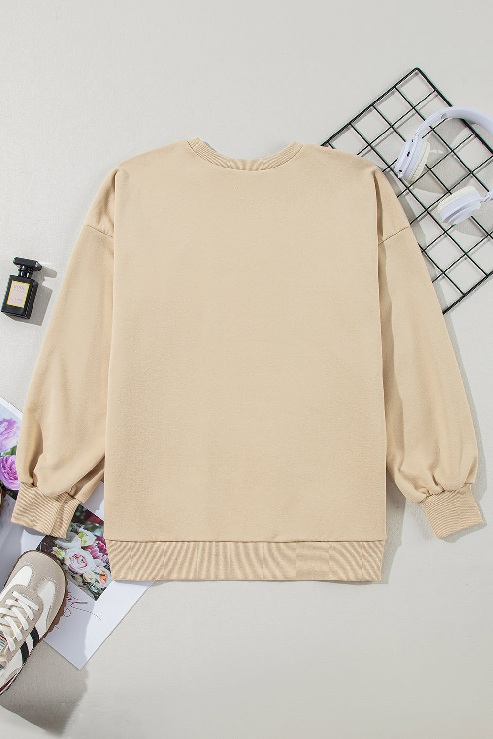 Bonbon Solid O Neck High Low Hem Pullover Sweatshirt