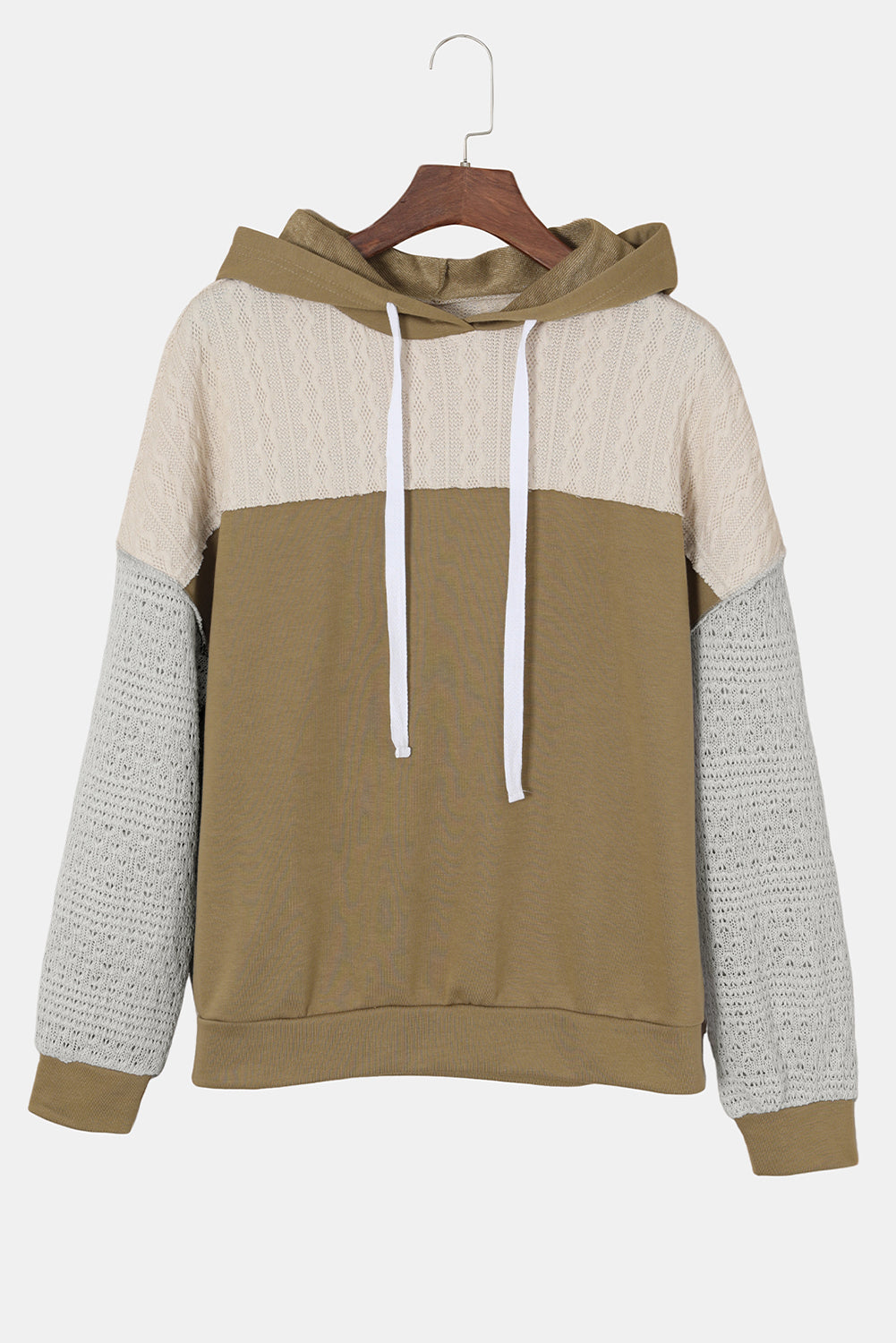 Grey Color Block Exposed Seam Hoodie