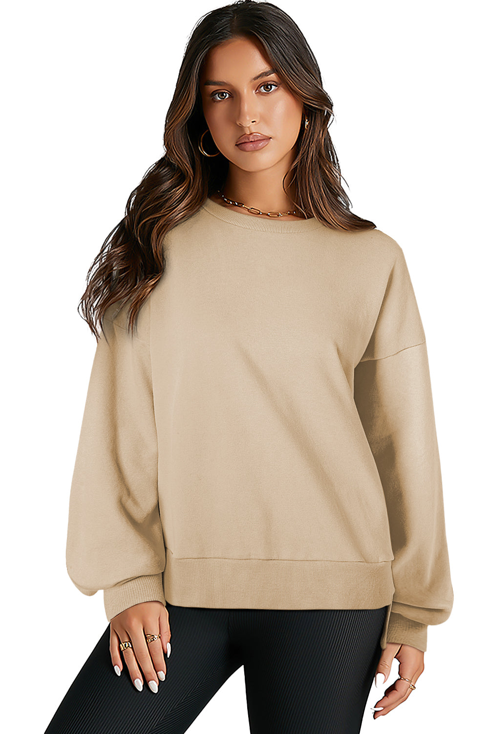 Bonbon Solid O Neck High Low Hem Pullover Sweatshirt