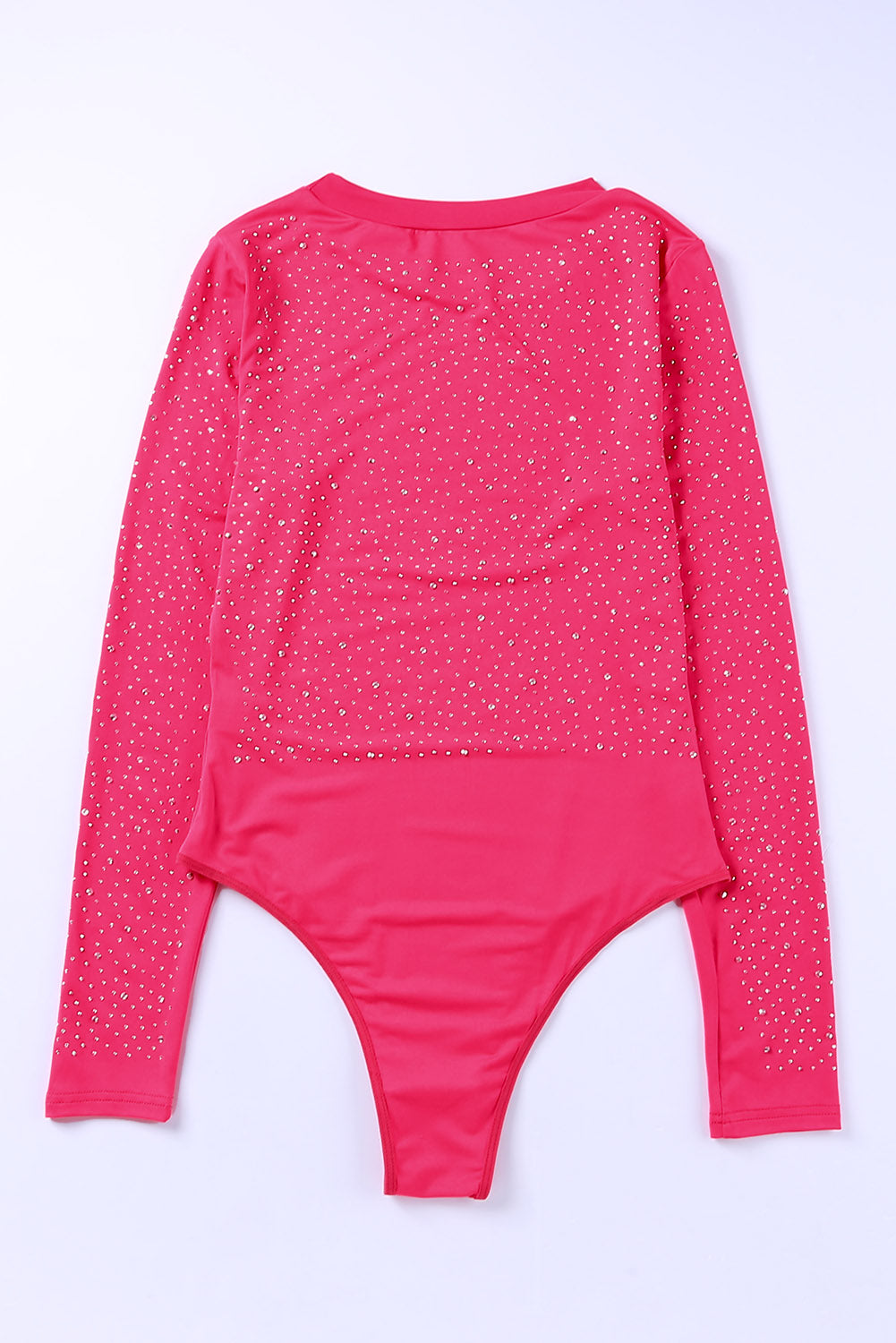 Rosy Rhinestone Slim Fit Long Sleeve Bodysuit