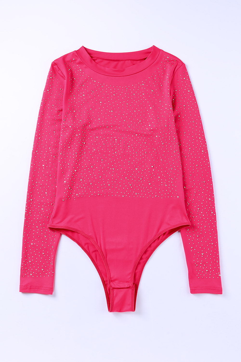 Rosy Rhinestone Slim Fit Long Sleeve Bodysuit