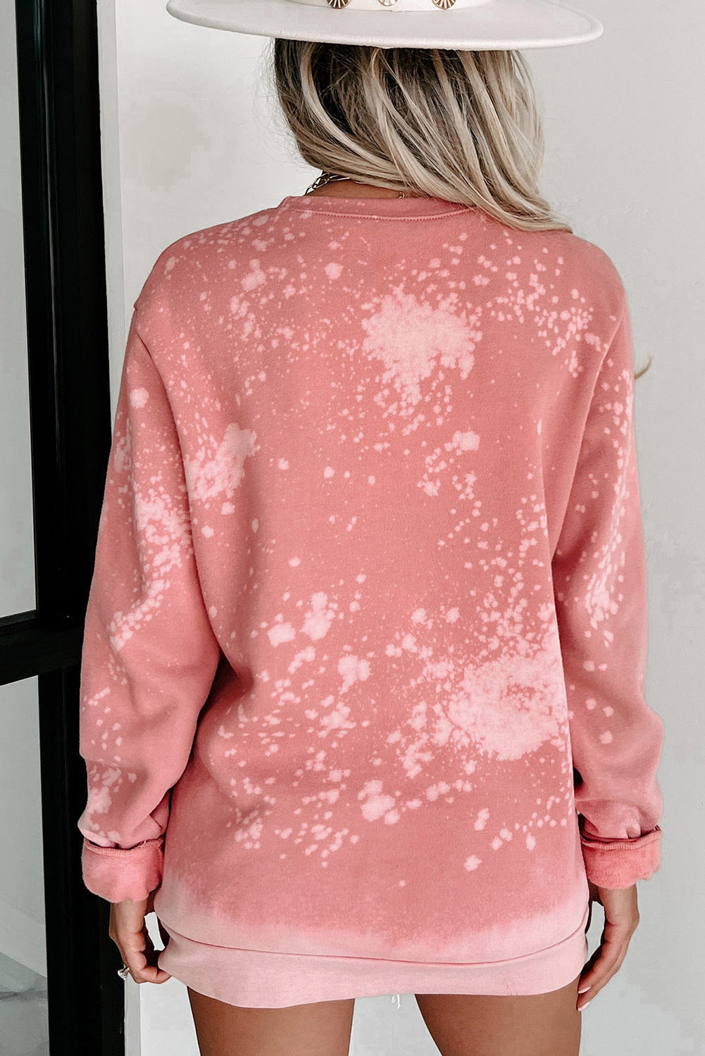 Pink Pumpkin Bleached Tie Dye Graphic Sweatshirt