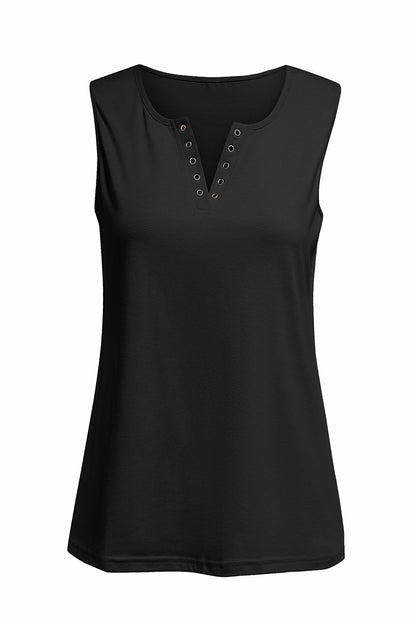 Black Basic Solid V Neck Tank Top