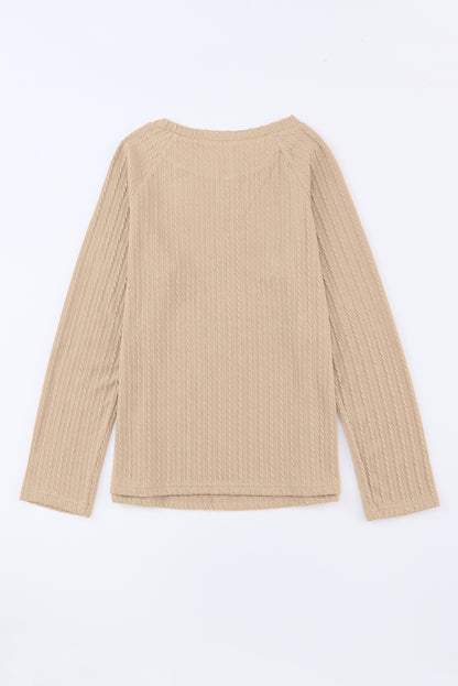 Black Ribbed Round Neck Knit Long Sleeve Top