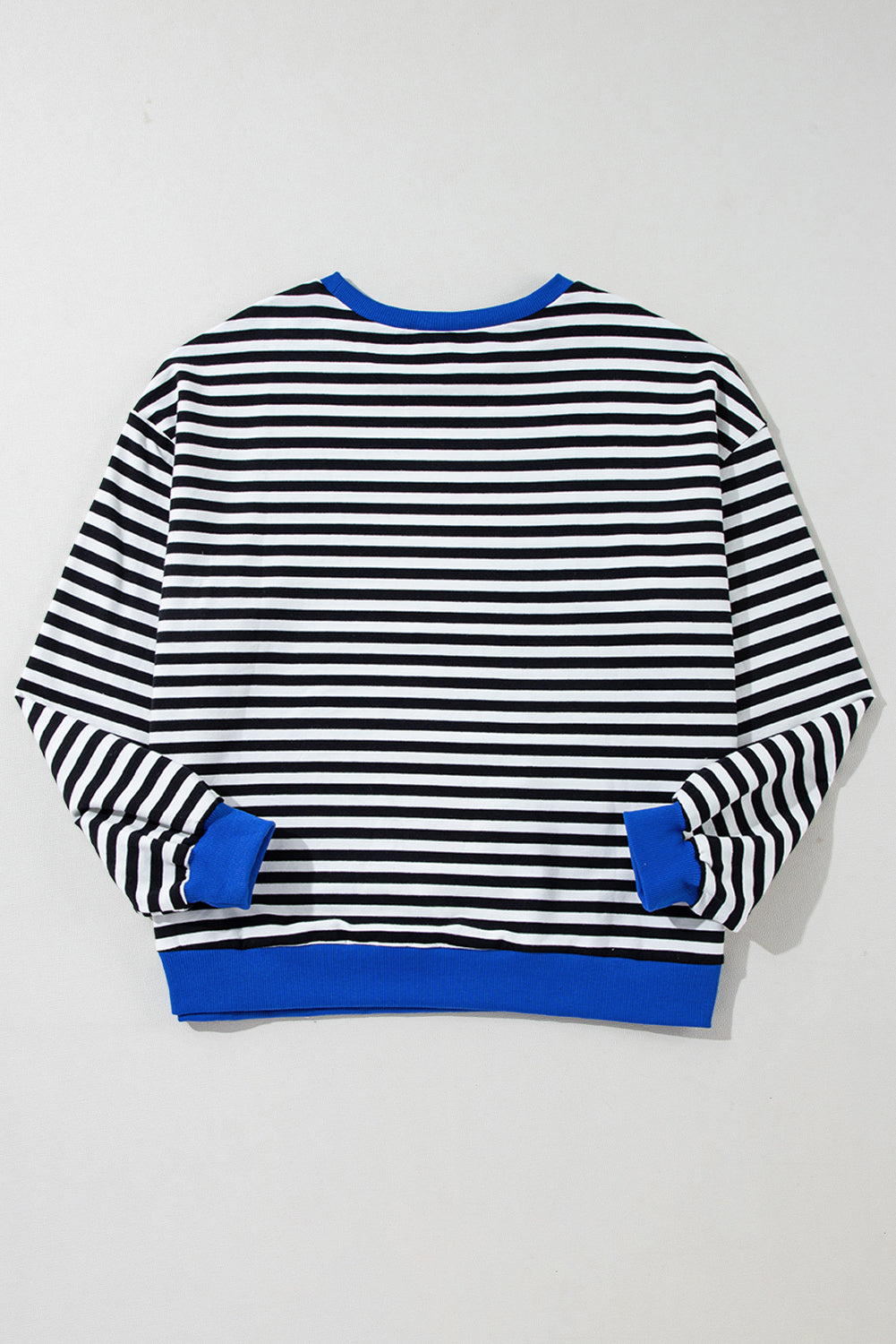 Sky Blue Stripe Contrast Edge Oversized Pullover