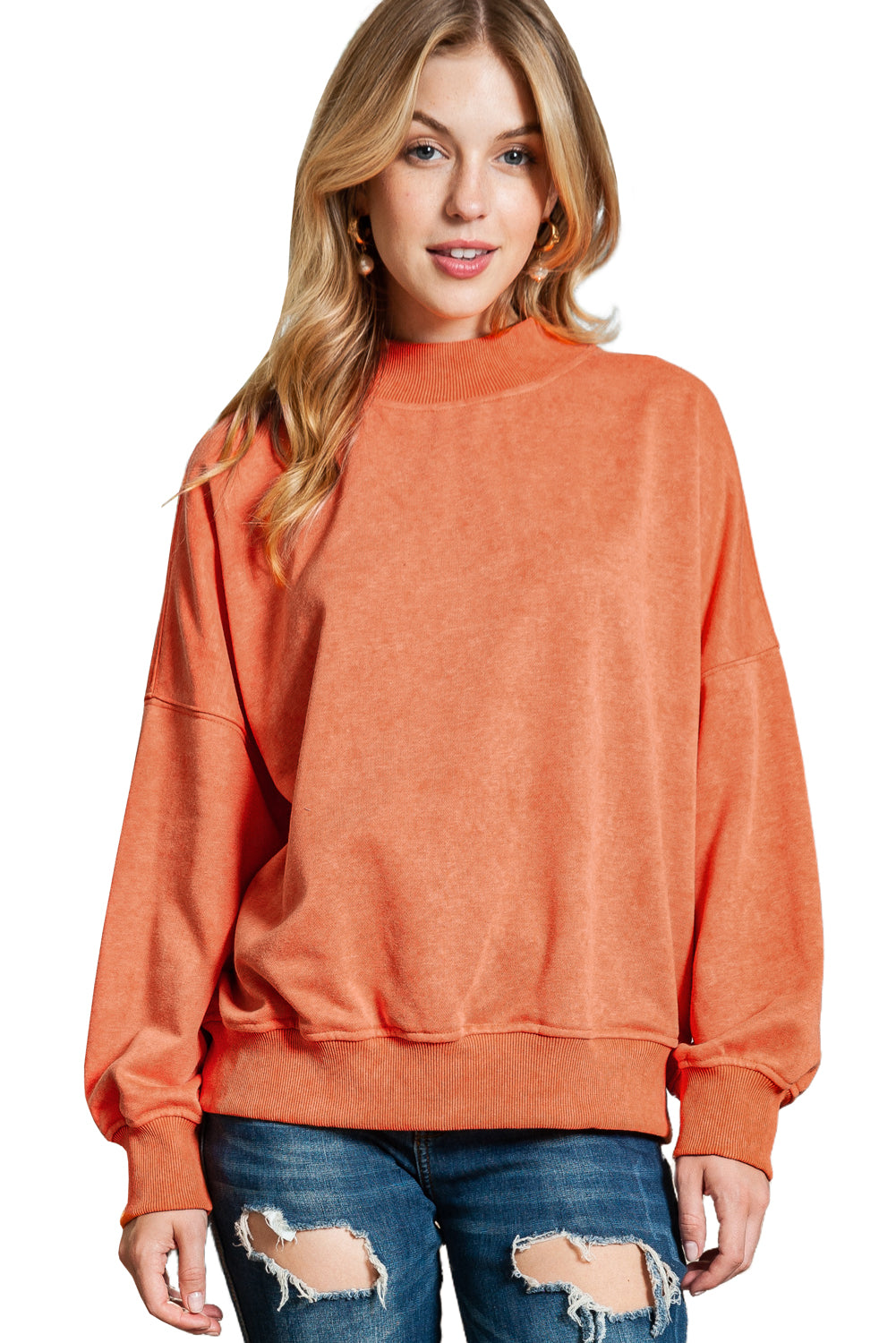 Brown Drop Shoulder Crew Neck Pullover Sweatshirt