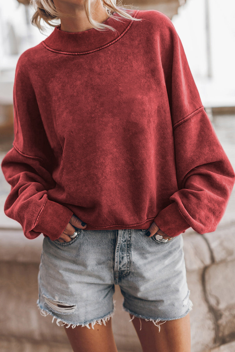 Brown Drop Shoulder Crew Neck Pullover Sweatshirt