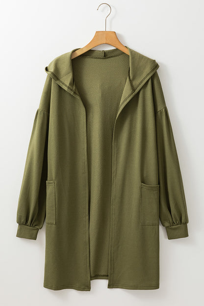 Guacamole Green Side Split Knit Hooded Cardigan