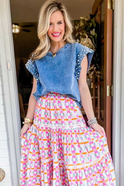 Dusk Blue Pearl Denim Top