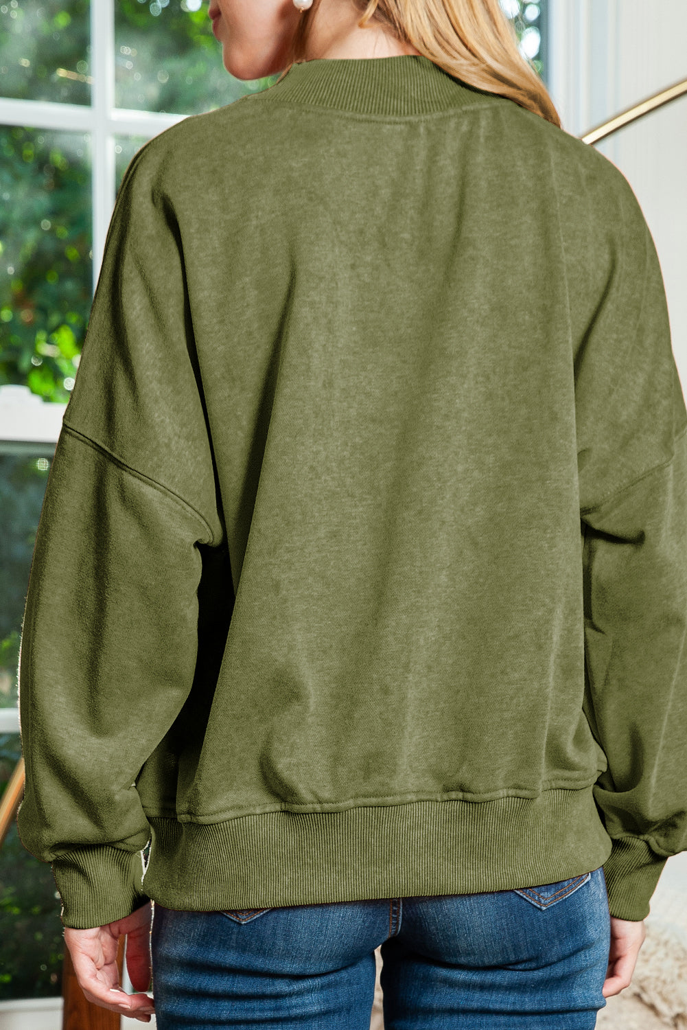 Brown Drop Shoulder Crew Neck Pullover Sweatshirt