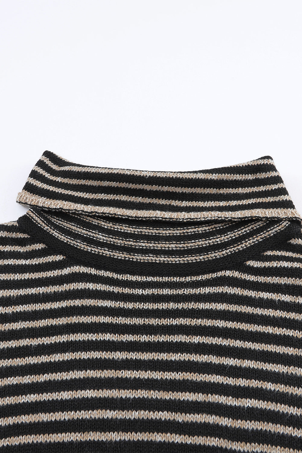 Gray Striped Turtleneck Oversized Sweater