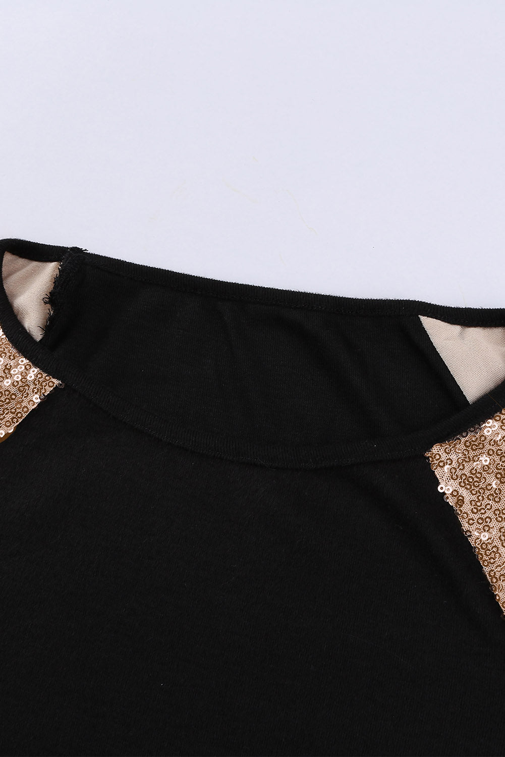 Black and Gold Sequin Raglan Sleeve Pullover