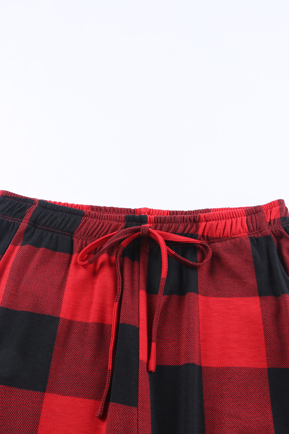 Red Plaid Merry Christmas Casual Top Pants Loungewear Set