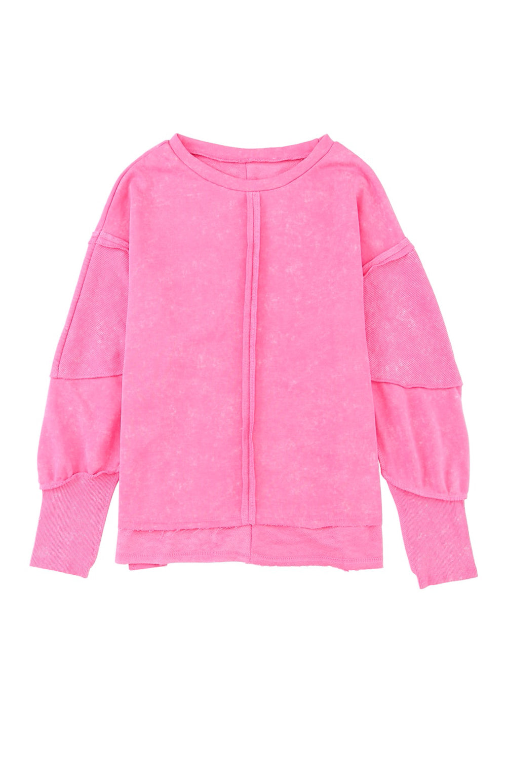 Rose Patchwork Long Sleeve Distress Pullover Sweatshirt