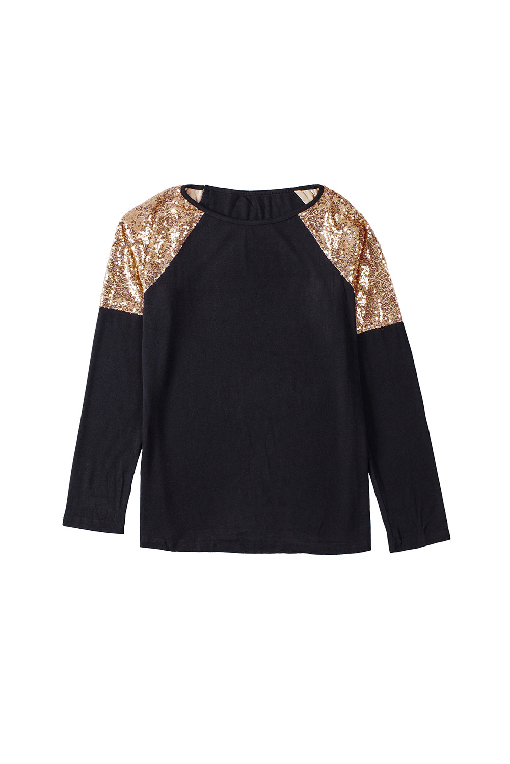 Black and Gold Sequin Raglan Sleeve Pullover