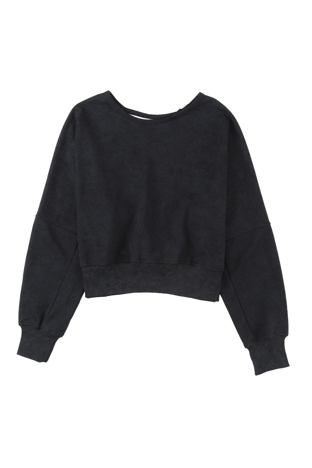 Black Casual One Strap V-shape Open Back Sweatshirt