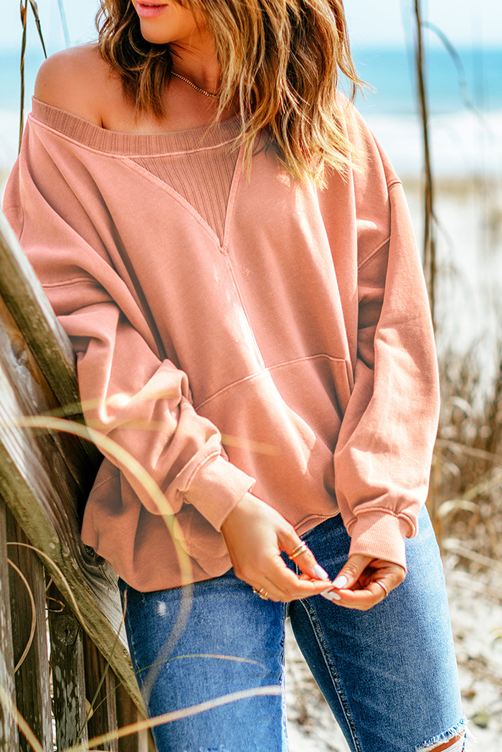 Apricot Basic Kangaroo Pocket Pullover Sweatshirt