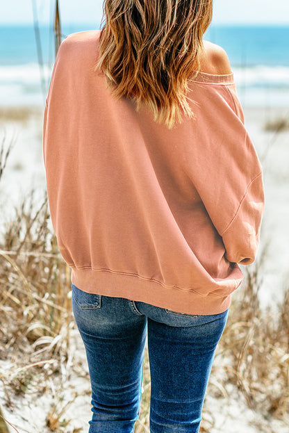 Apricot Basic Kangaroo Pocket Pullover Sweatshirt