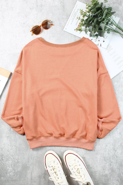 Apricot Basic Kangaroo Pocket Pullover Sweatshirt