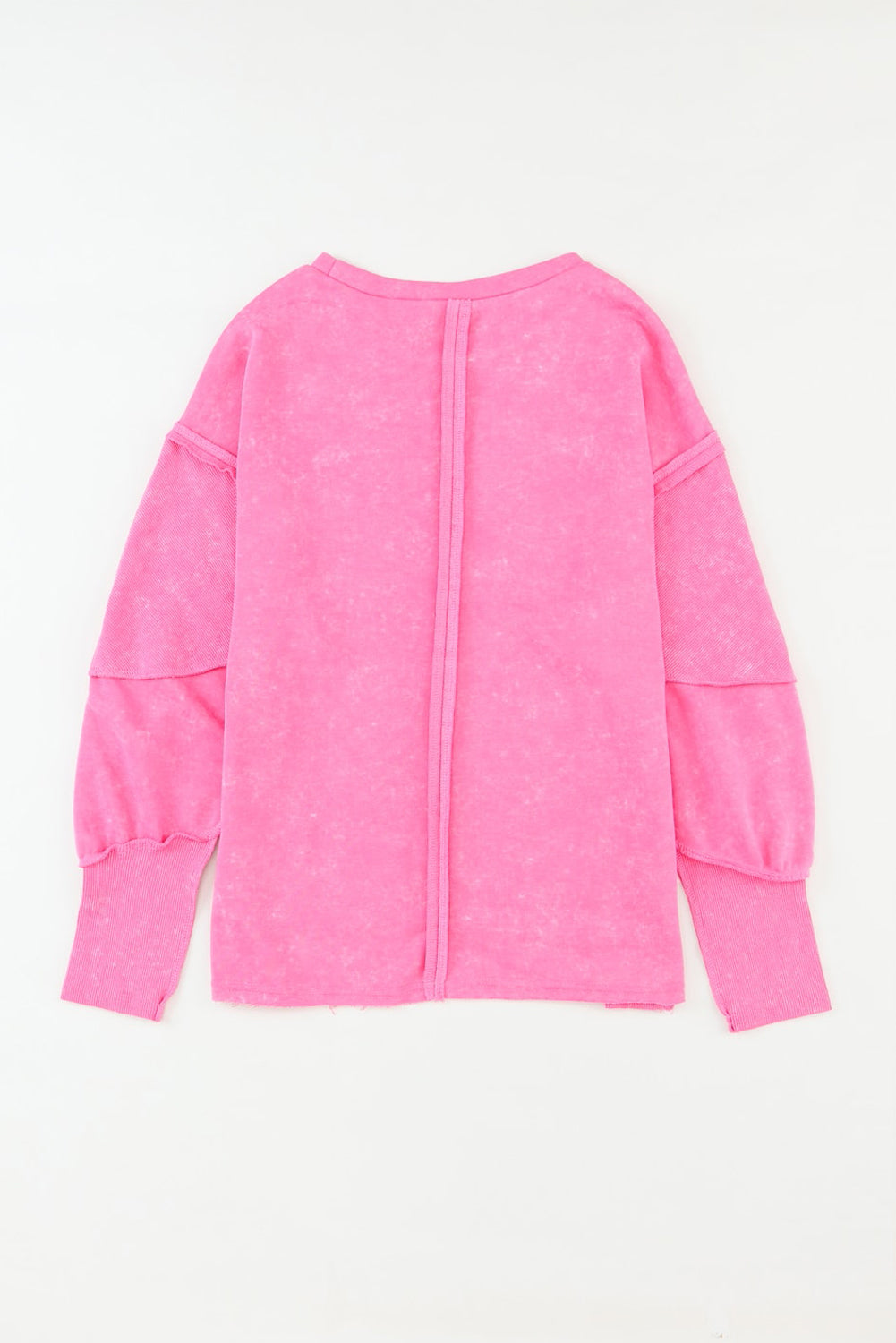 Rose Patchwork Long Sleeve Distress Pullover Sweatshirt