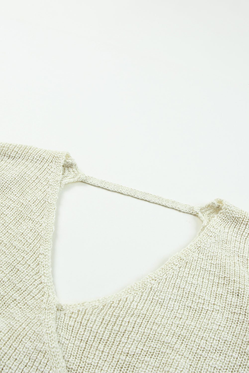 Beige Wrap Casual V Neck Backless Knit Sweater