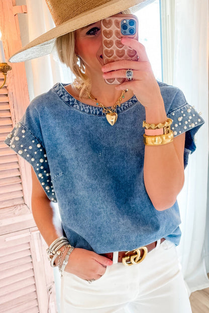 Dusk Blue Pearl Denim Top