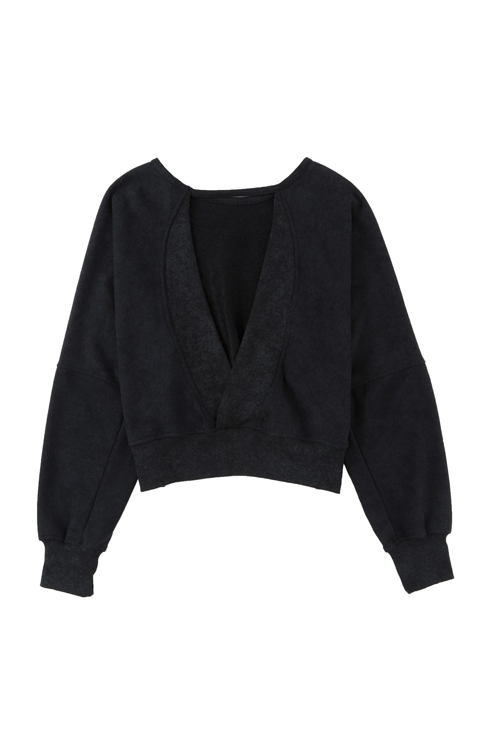 Black Casual One Strap V-shape Open Back Sweatshirt