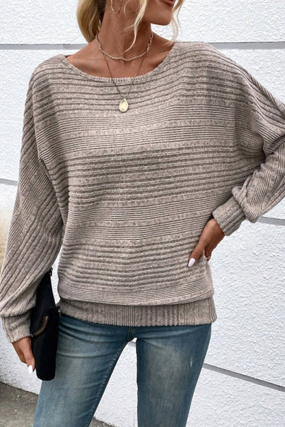 Simply Taupe Pit Stripe Batwing Sleeve Top