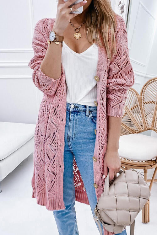 V Neck Long Sleeve Cardigan