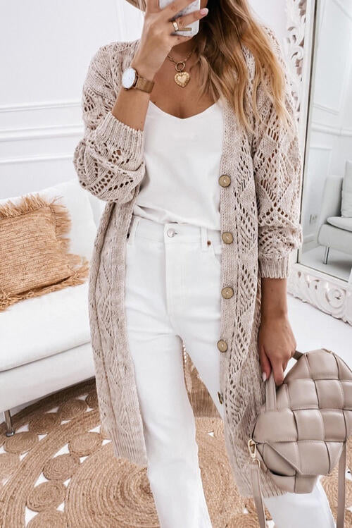 V Neck Long Sleeve Cardigan