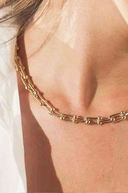 18K Gold-Plated Stainless-Steel U-Shape Chain Necklace