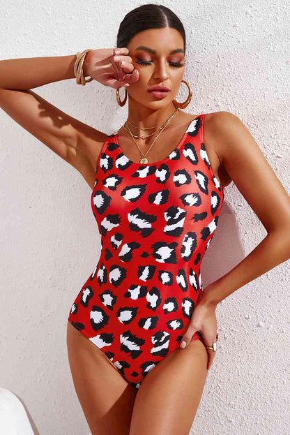 Tie Dye Crisscross Back One Piece Swimsuit