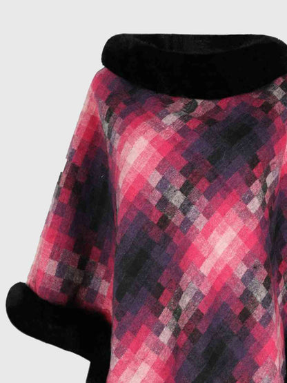 Faux Fur Trim Soft Poncho