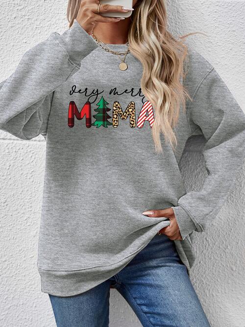 Round Neck Long Sleeve Letter Graphic Sweatshirt