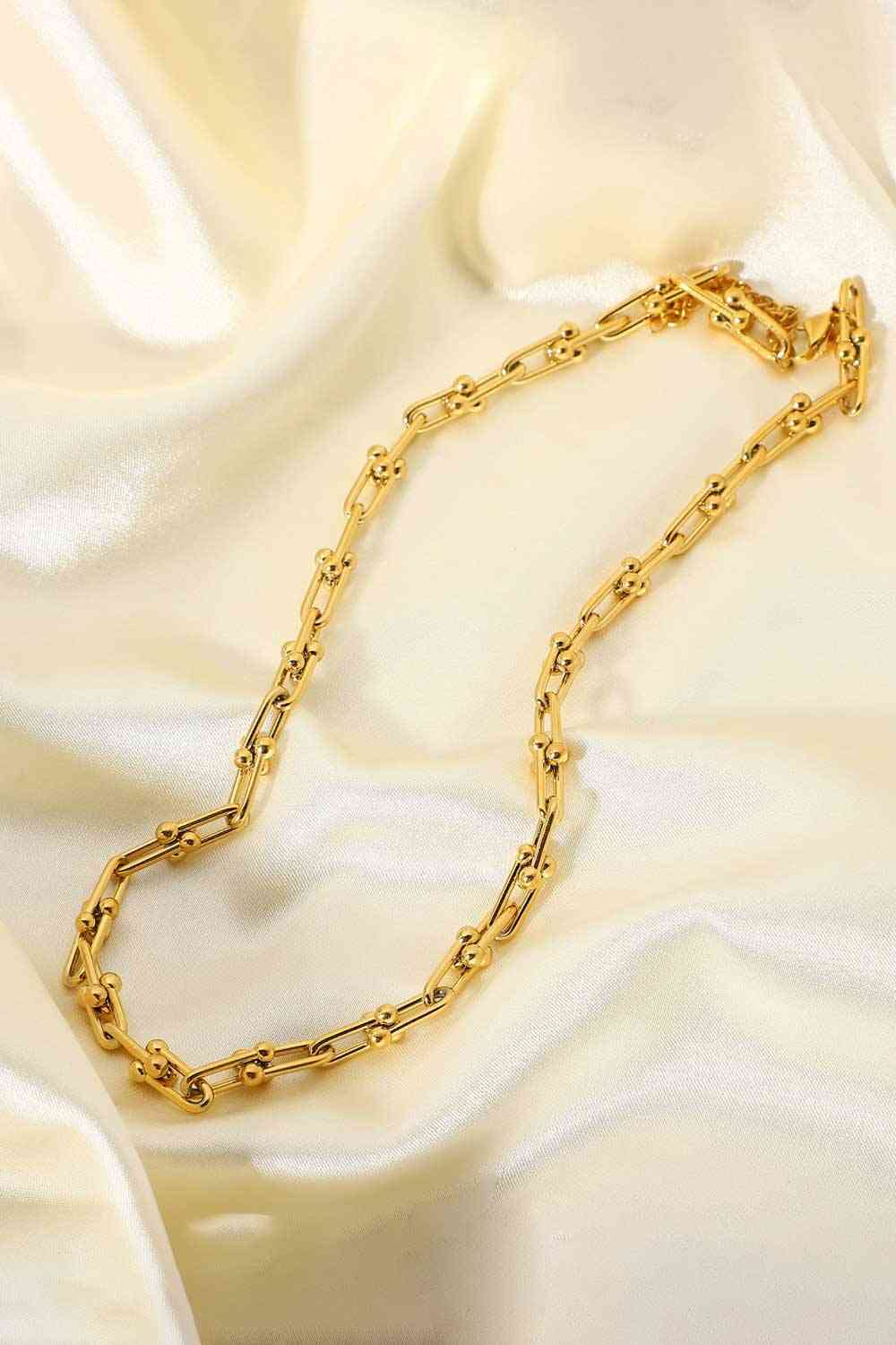 18K Gold-Plated Stainless-Steel U-Shape Chain Necklace