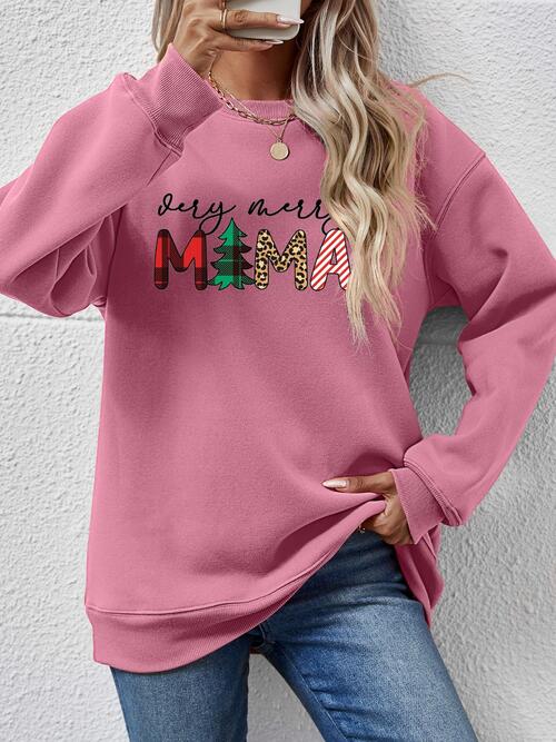 Round Neck Long Sleeve Letter Graphic Sweatshirt