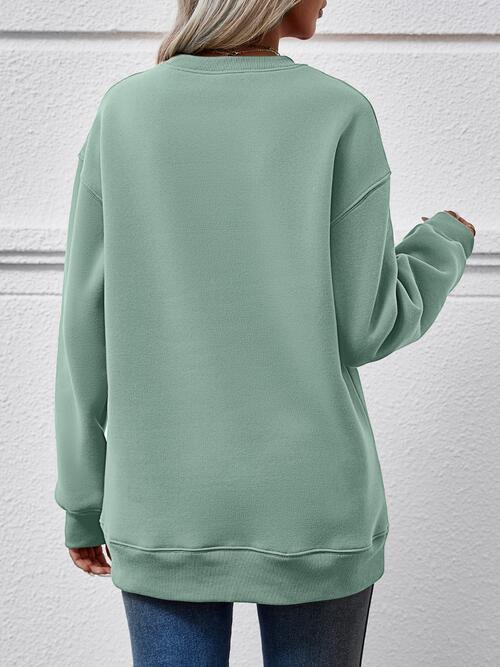 Round Neck Long Sleeve Letter Graphic Sweatshirt