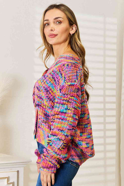 Woven Right V Neck Long Sleeve Cardigan