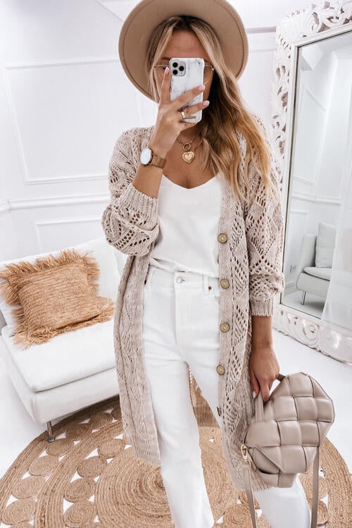 V Neck Long Sleeve Cardigan