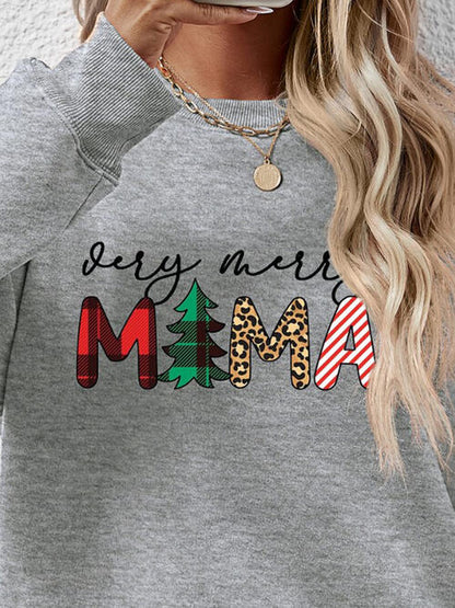 Round Neck Long Sleeve Letter Graphic Sweatshirt