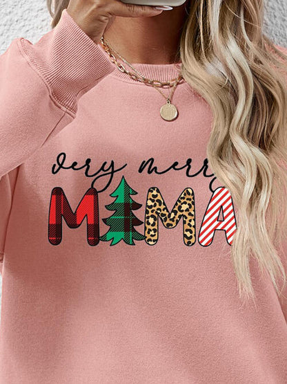 Round Neck Long Sleeve Letter Graphic Sweatshirt