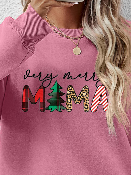 Round Neck Long Sleeve Letter Graphic Sweatshirt