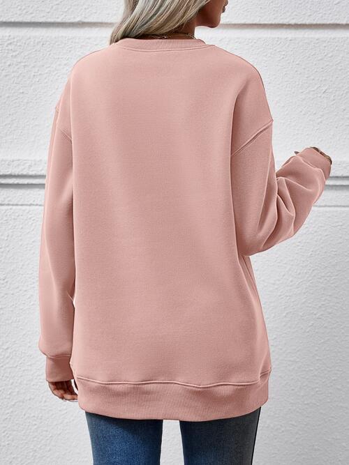 Round Neck Long Sleeve Letter Graphic Sweatshirt