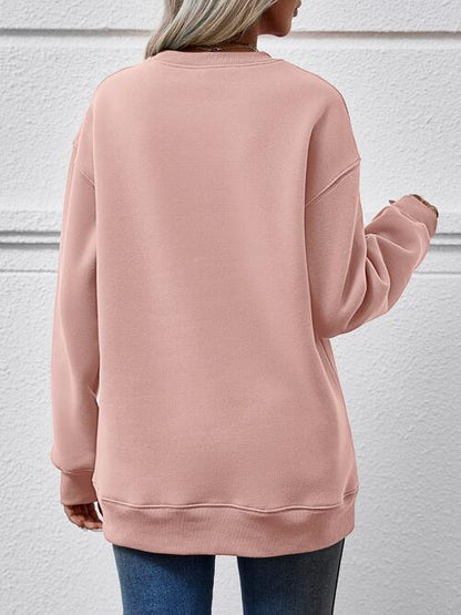 Round Neck Long Sleeve Letter Graphic Sweatshirt