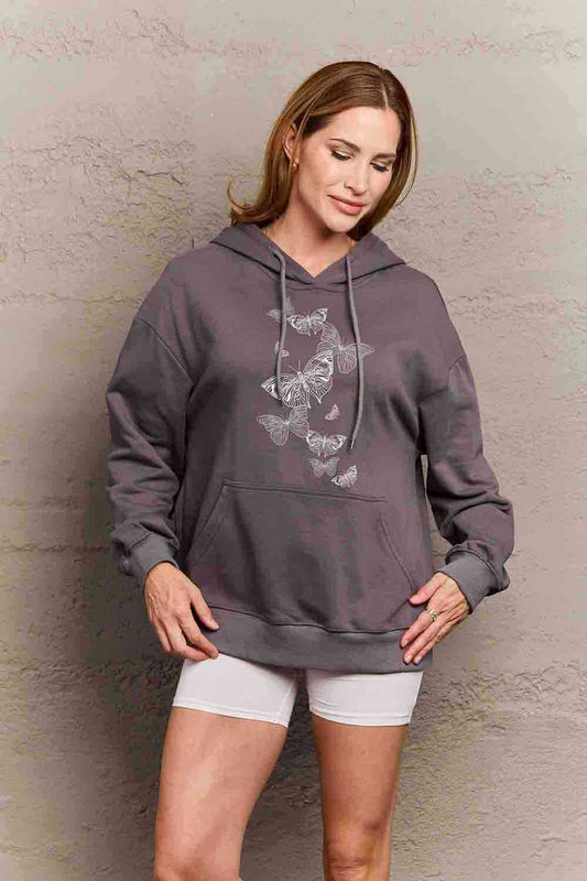 Simply Love Simply Love Full Size Dropped Shoulder Butterfly Graphic Hoodie