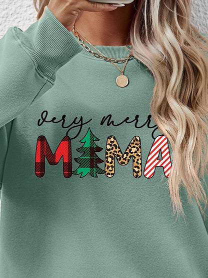 Round Neck Long Sleeve Letter Graphic Sweatshirt