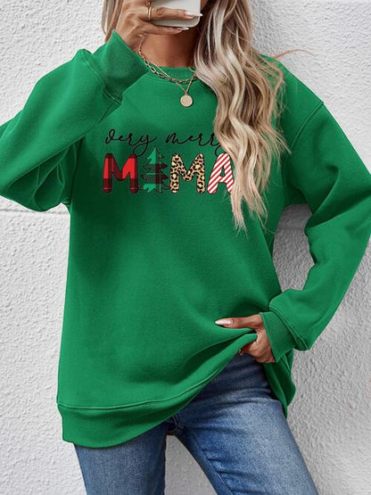 Round Neck Long Sleeve Letter Graphic Sweatshirt