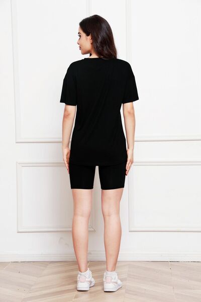 Round Neck Short Sleeve T-Shirt and Shorts Set