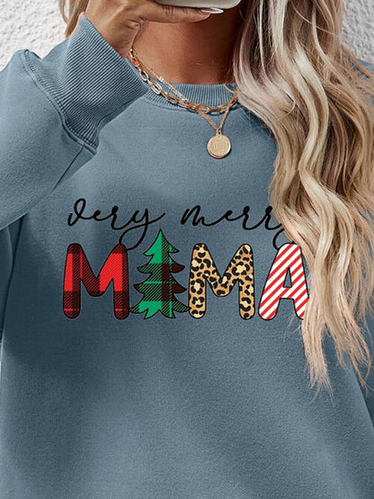 Round Neck Long Sleeve Letter Graphic Sweatshirt